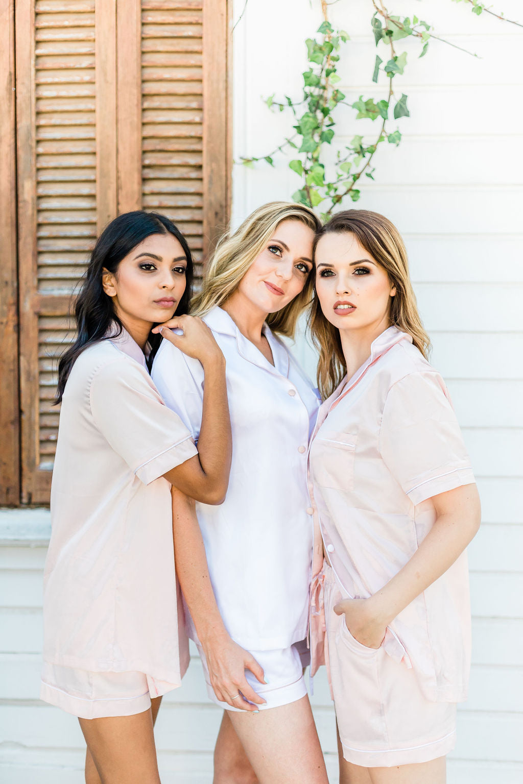 Matt Satin Summer Pajama Set- White