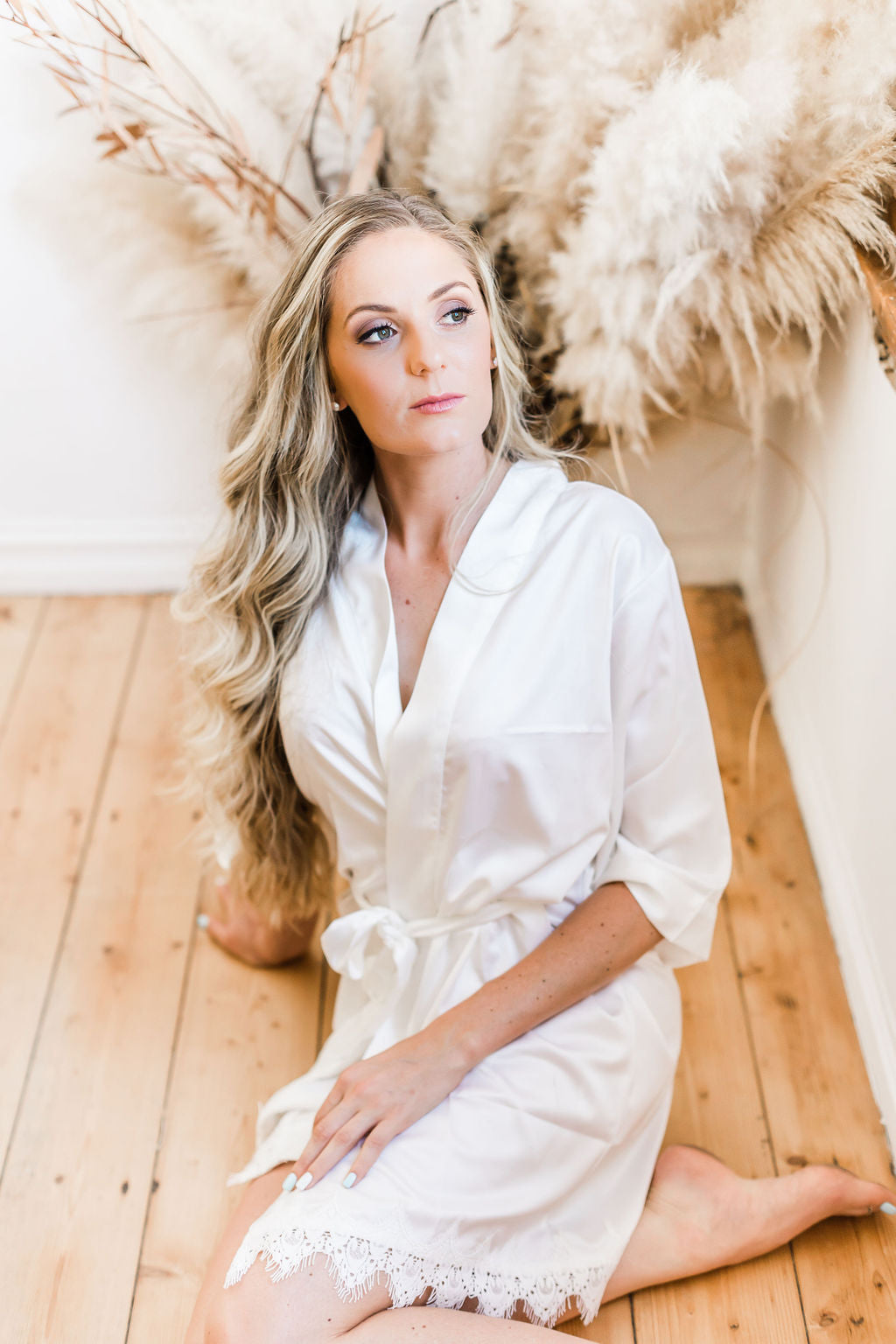 Matt Satin Plain Robe - Ivory