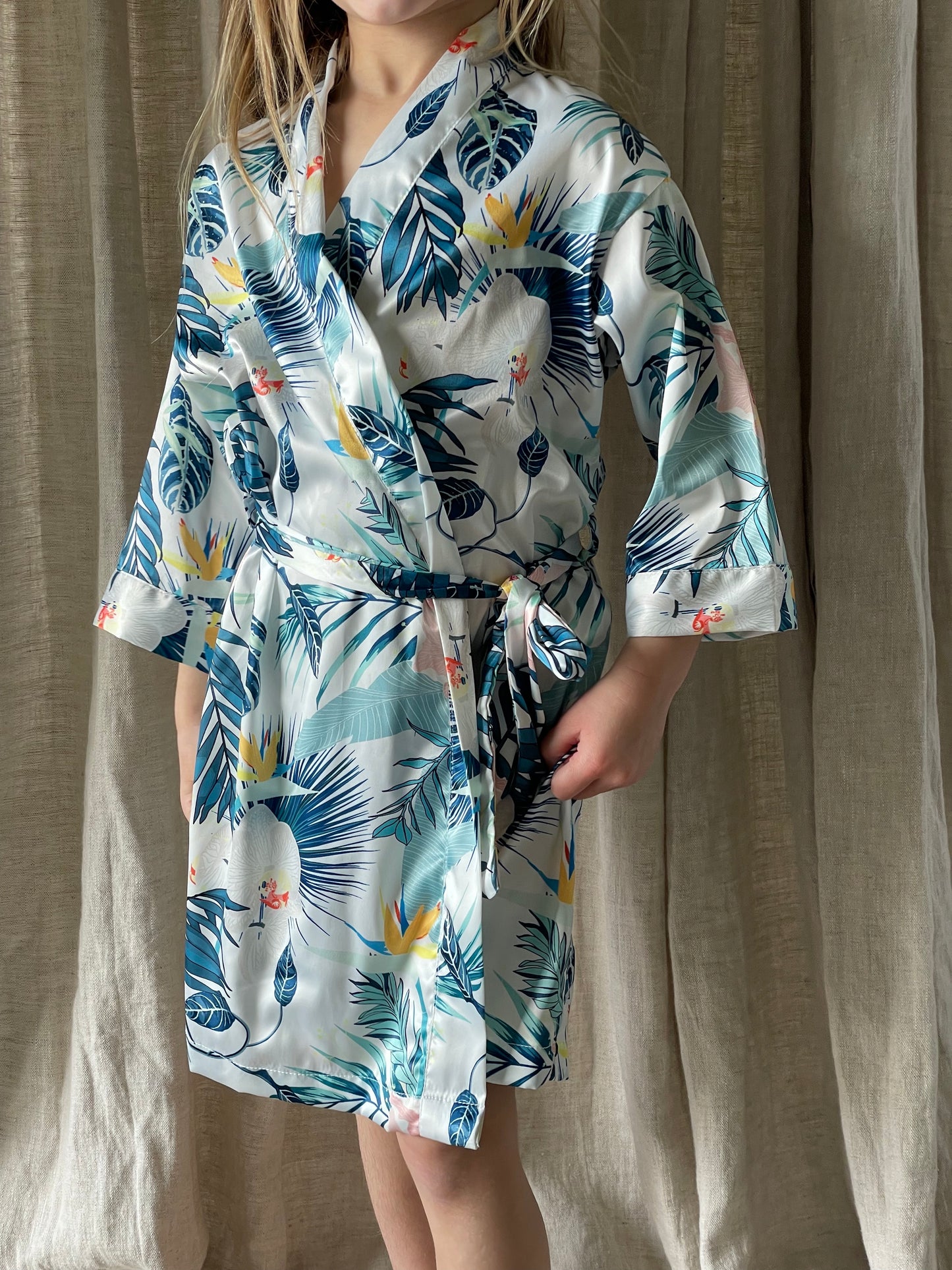 Blue Palm Mini Robe