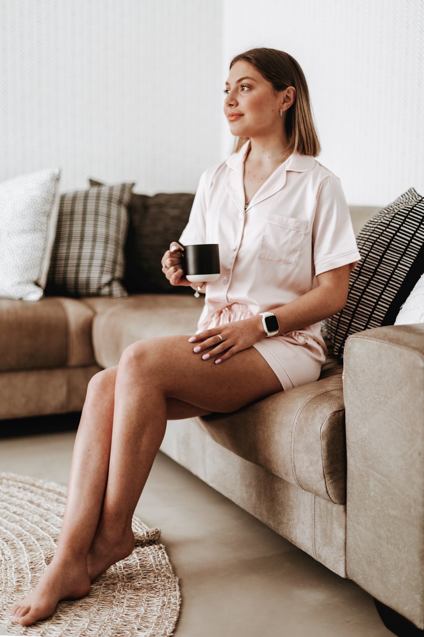 Matt Satin Summer Pajama Set- Blush