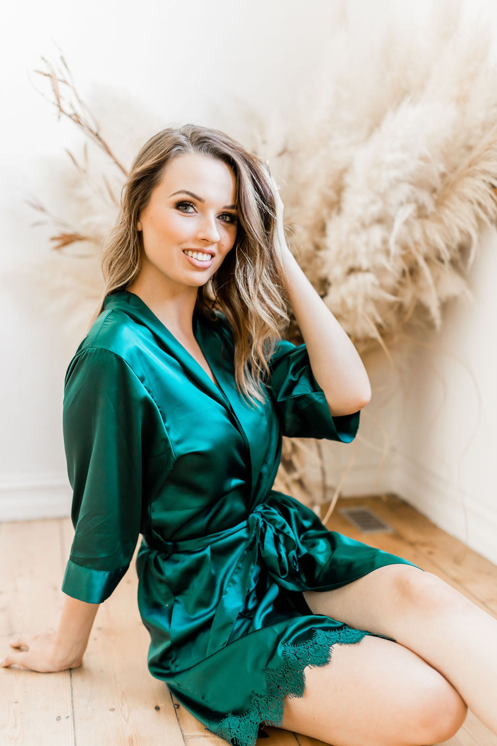 Matt Satin Plain Robe - Emerald – vowsbridalshop.com